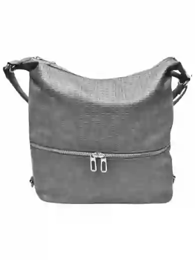 Velký středně šedý kabelko-batoh 2v1 se vzorem, Tapple, H190010N, přední strana kabelko-batohu 2v1