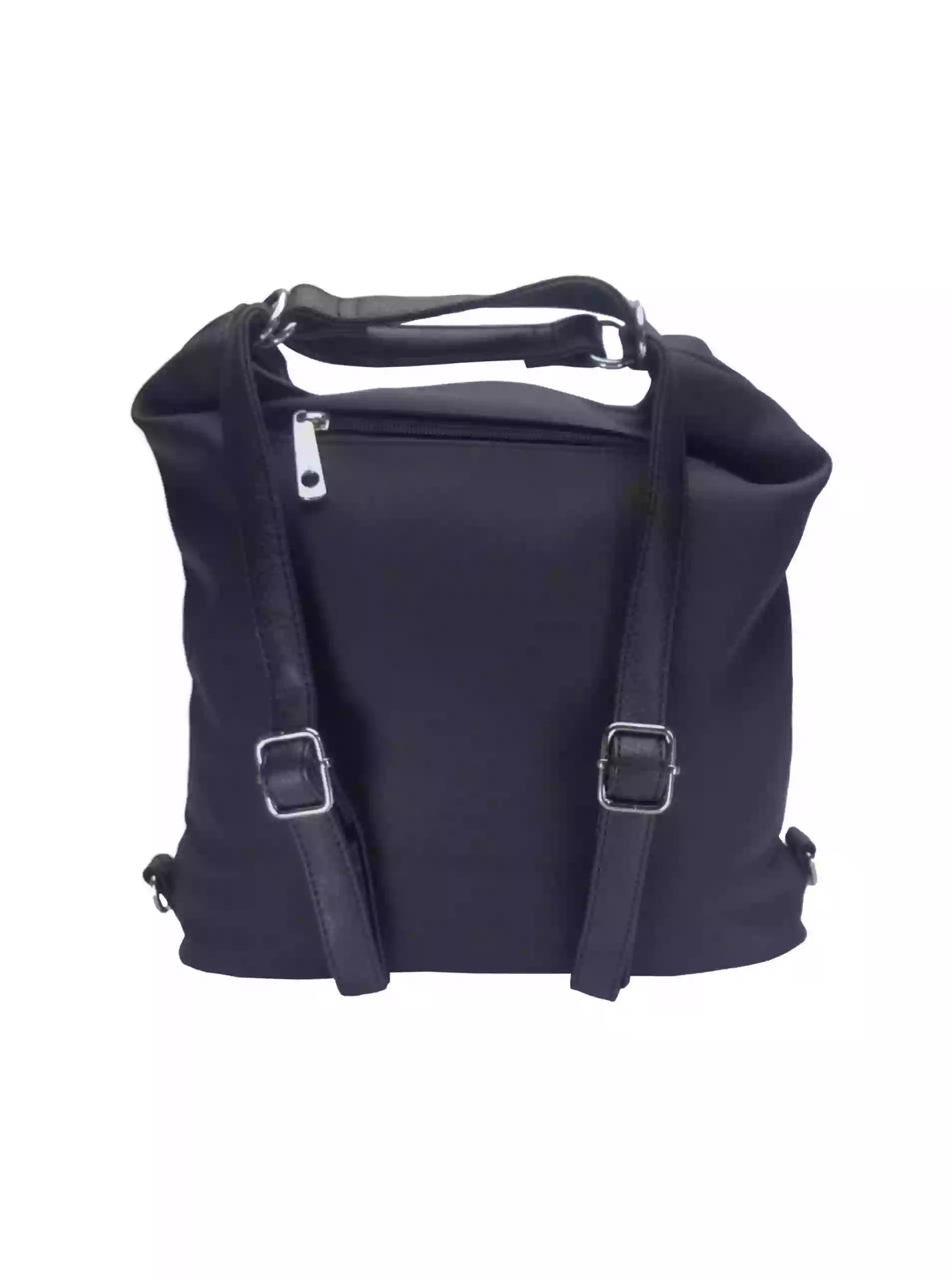 Střední černý kabelko-batoh 2v1 s praktickou kapsou, Tapple, H190062, zadní strana kabelko-batohu s popruhy