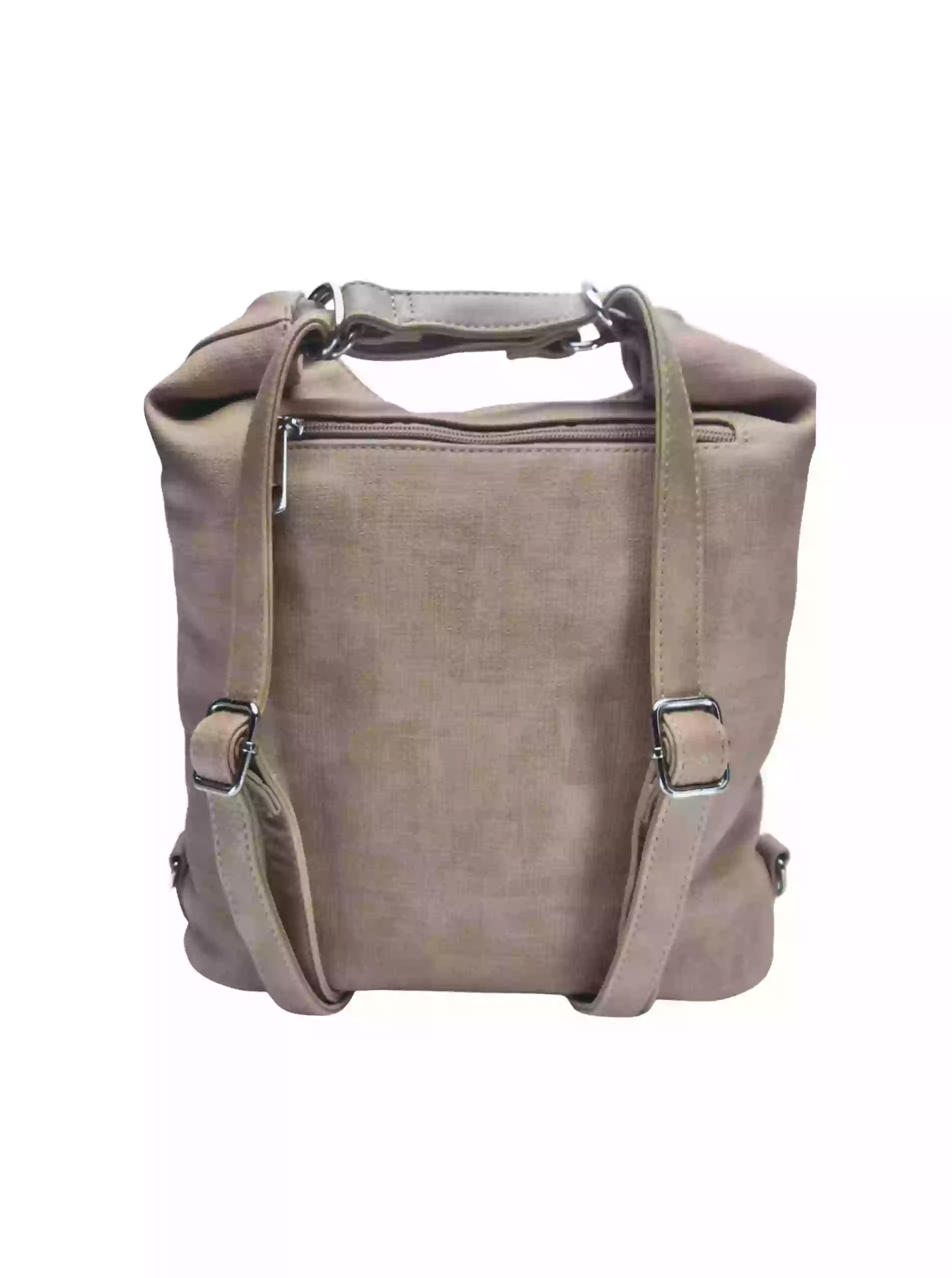 Střední světle hnědý kabelko-batoh 2v1 s praktickou kapsou, Tapple, H190062, zadní strana kabelko-batohu s popruhy
