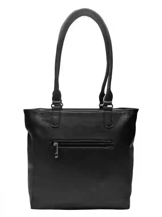 Moderní dámská kabelka přes rameno s texturou, Tapple, H17237, černá, zadní strana kabelky přes rameno