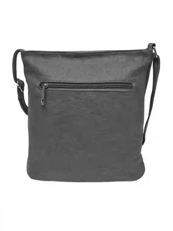 Slušivá crossbody kabelka s moderní texturou, Tapple, H20434, tmavě šedá, zadní strana crossbody kabelky
