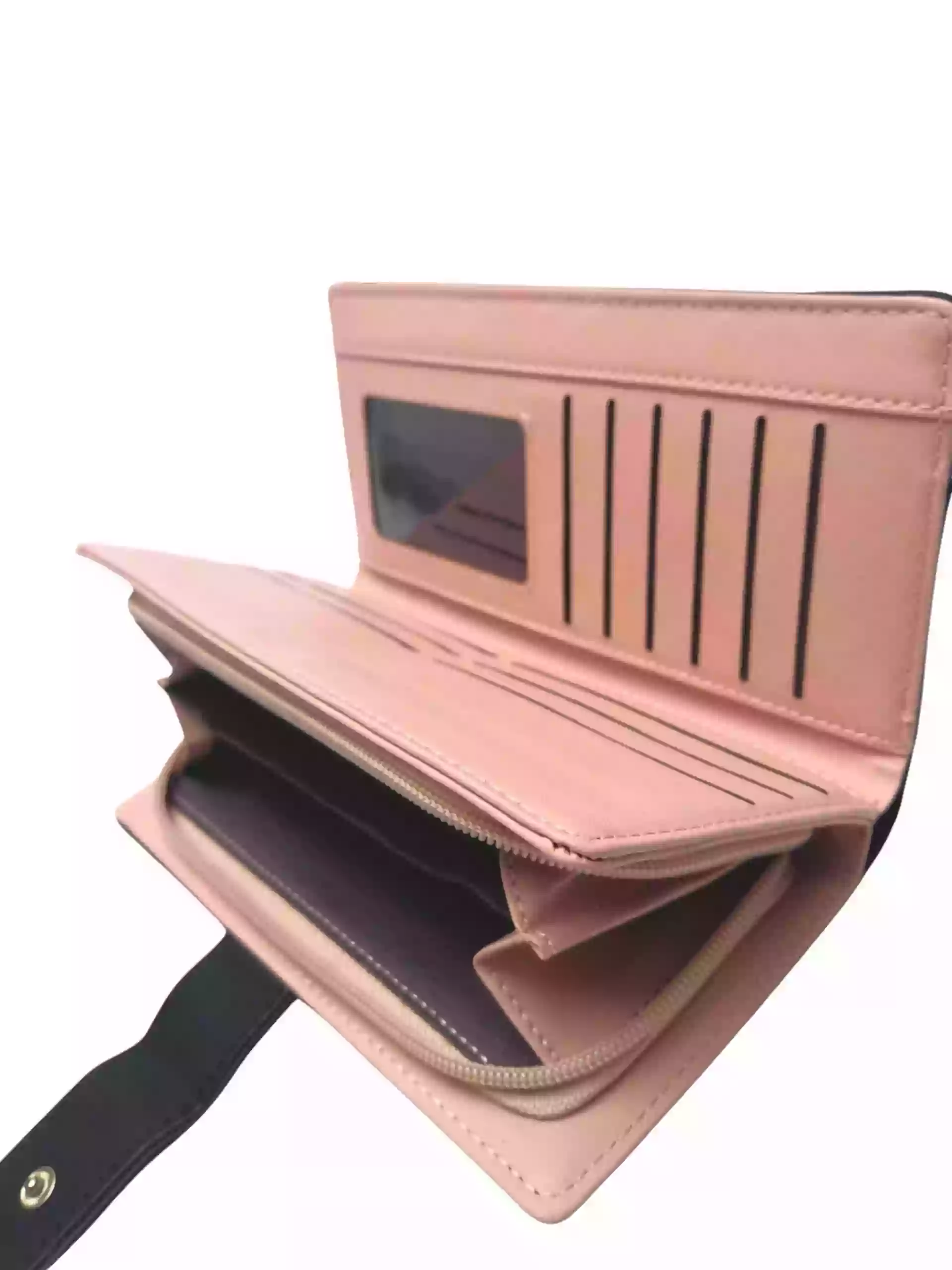 Černá dámská peněženka z broušené eko kůže, New Berry, DX-11, vnitřní uspořádání peněženky s rozepnutou kapsou