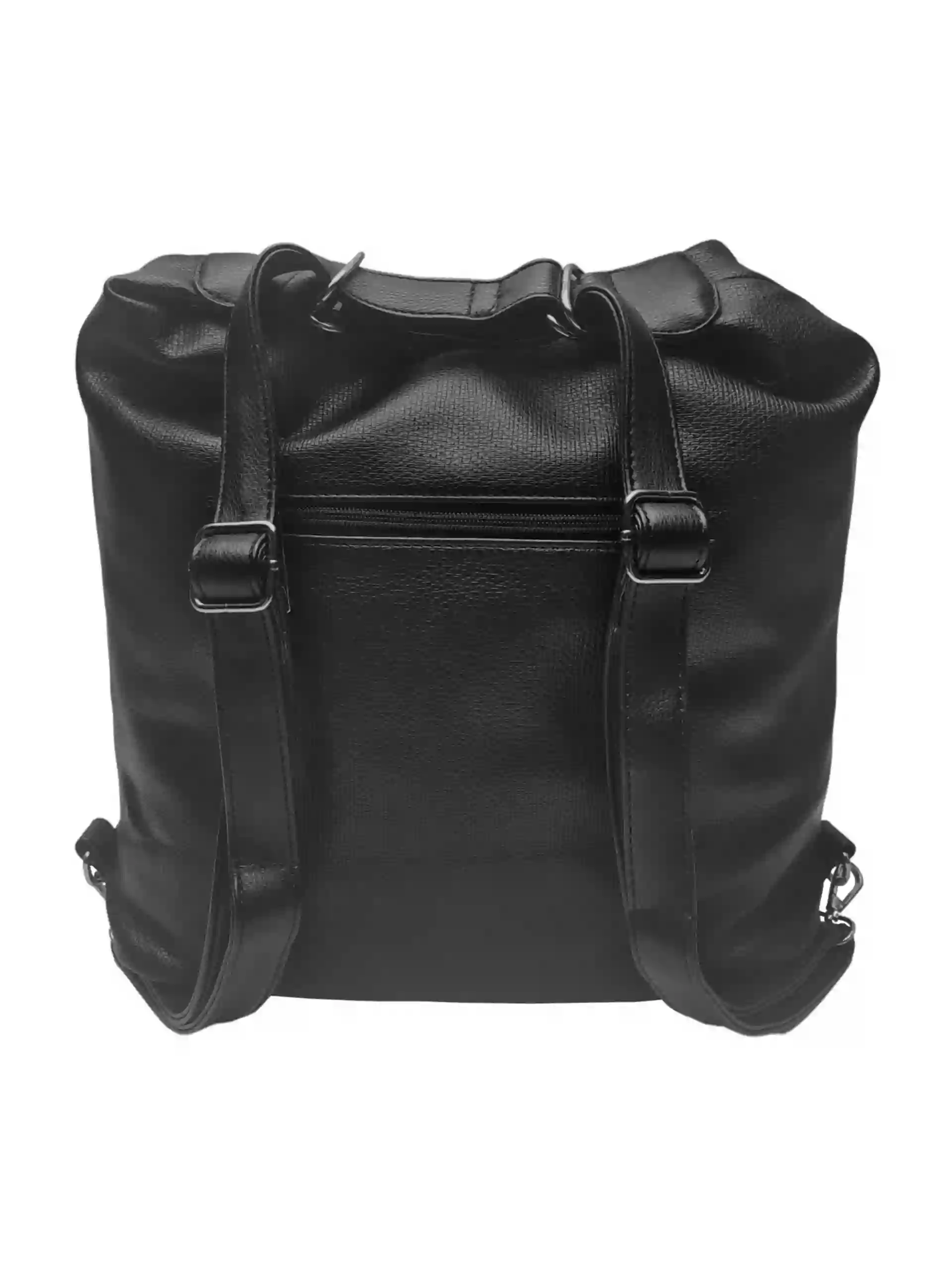 Velký černý kabelko-batoh s kapsami, Tapple, H181175N2, zadní strana kabelko-batohu s popruhy
