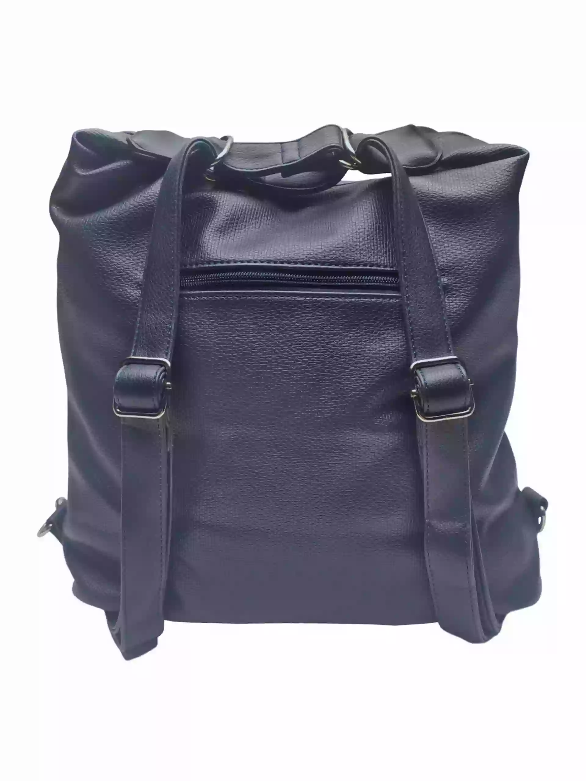Velký tmavě modrý kabelko-batoh s kapsami, Tapple, H181175N2, zadní strana kabelko-batohu s popruhy