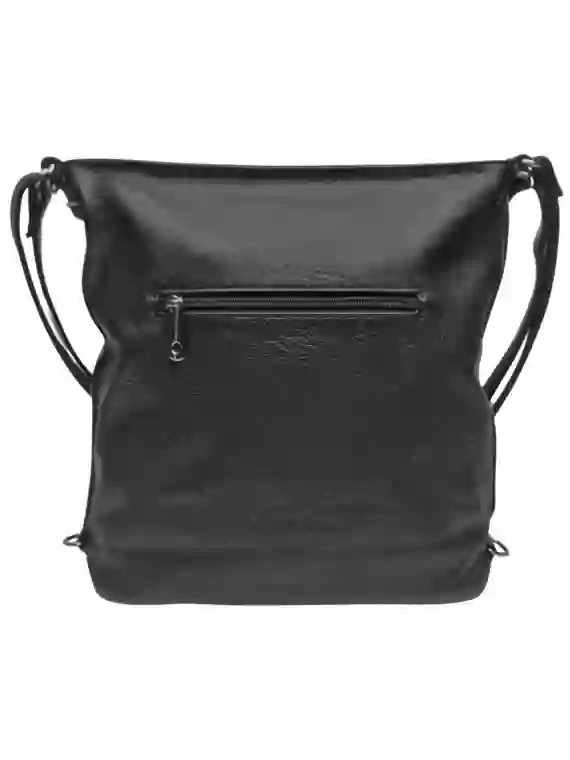 Velký dámský kabelko-batoh 2v1 z eko kůže, Tapple, H20805, černý, zadní strana kabelko-batohu 2v1