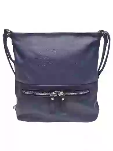 Velký dámský kabelko-batoh 2v1 z eko kůže, Tapple, H20805, středně modrý, přední strana kabelko-batohu 2v1