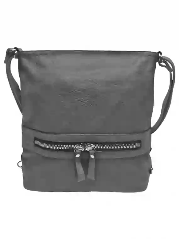 Velký dámský kabelko-batoh 2v1 z eko kůže, Tapple, H20805, středně šedý, přední strana kabelko-batohu 2v1