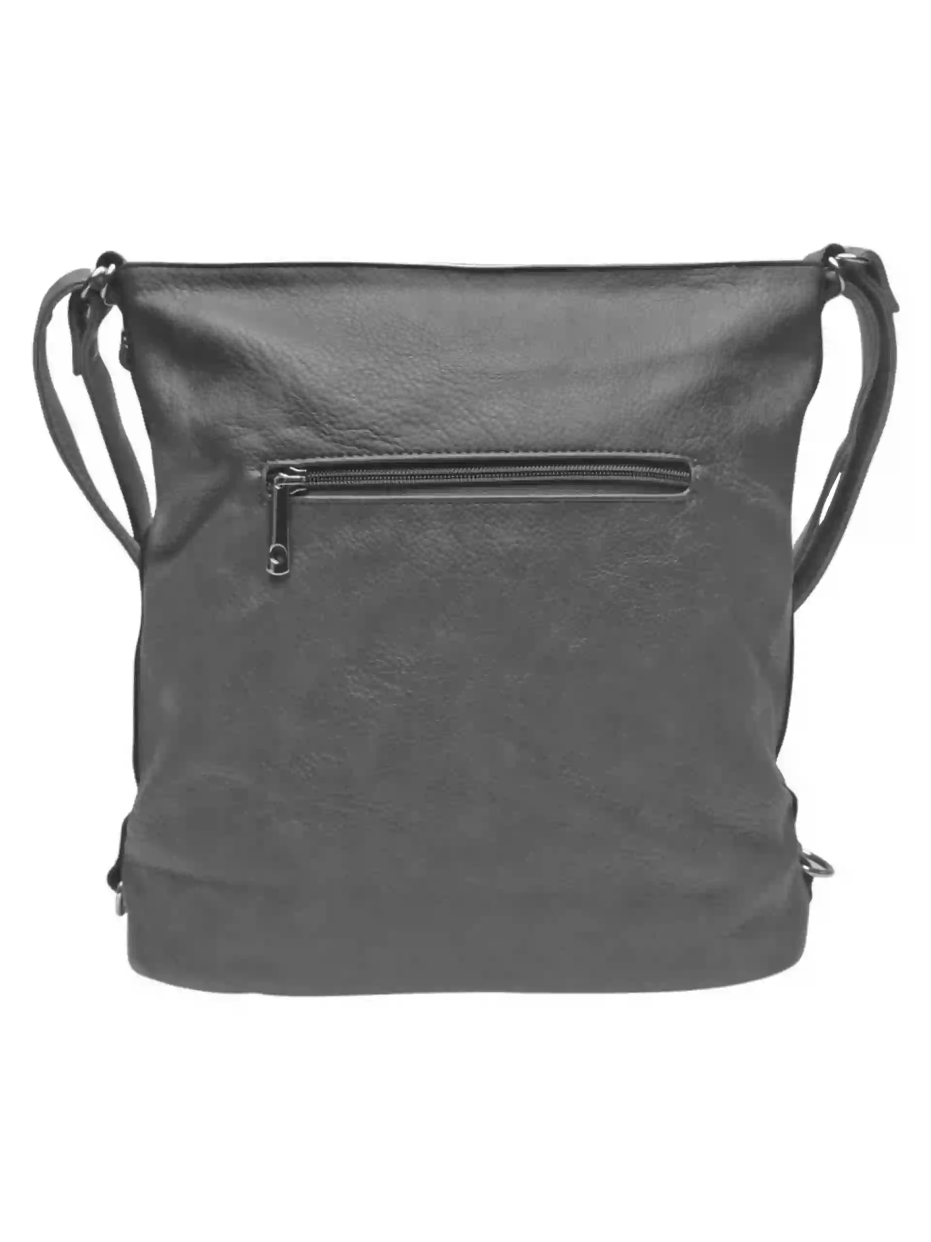 Velký středně šedý kabelko-batoh 2v1 z eko kůže, Tapple, H20805, zadní strana kabelko-batohu 2v1