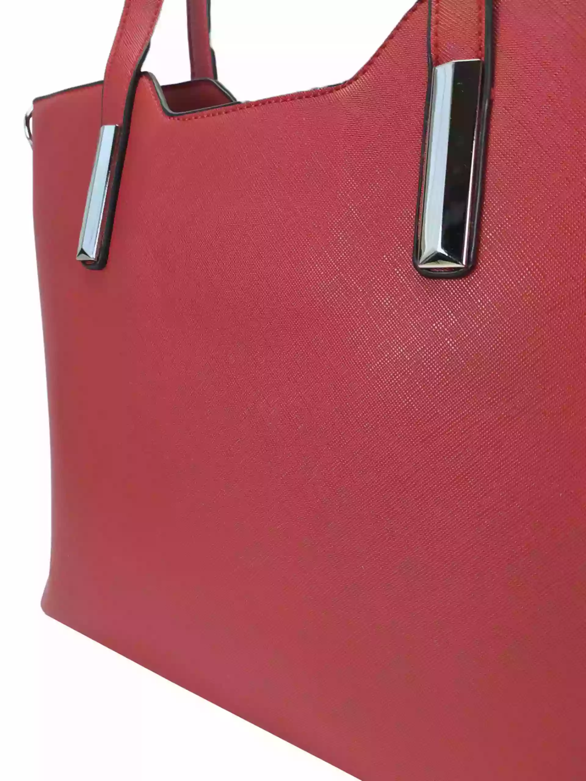 Tmavě červená kabelka do ruky se stříbrnými detaily, Tapple, H20801, detail kabelky do ruky