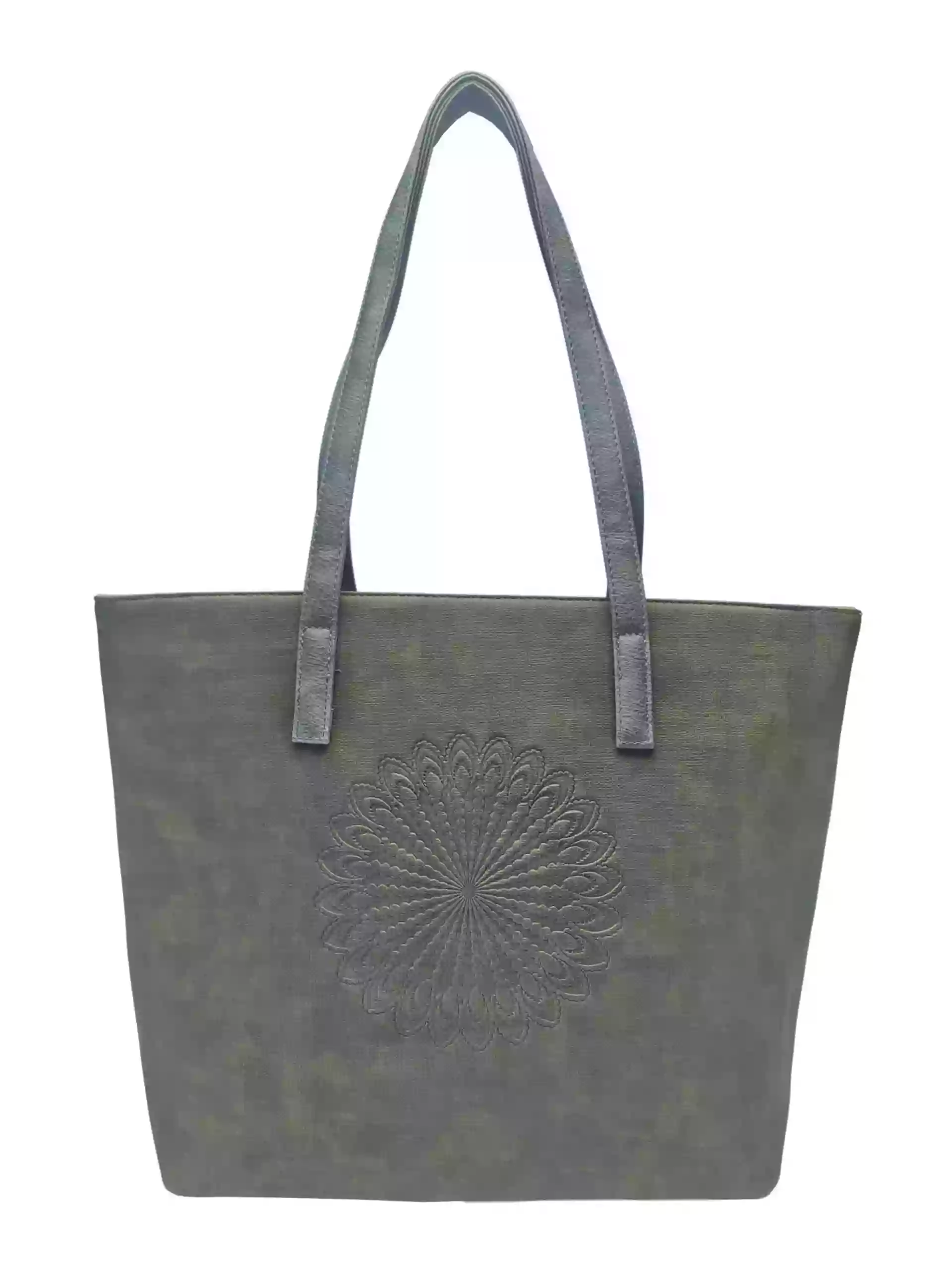 Khaki dámská kabelka přes rameno s texturou, Tapple, H17409, zadní strana kabelky přes rameno