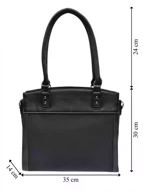 Stylová kabelka do ruky i přes rameno, Tapple, H190028, černá, přední strana kabelky do ruky s rozměry