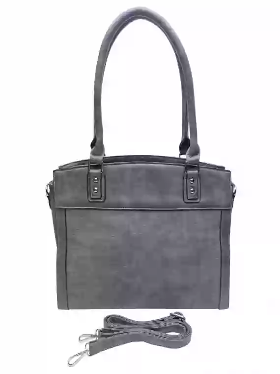 Stylová kabelka do ruky i přes rameno, Tapple, H190028, středně šedá, přední strana kabelky do ruky s popruhem