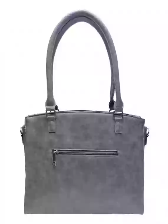 Stylová kabelka do ruky i přes rameno, Tapple, H190028, středně šedá, zadní strana kabelky do ruky
