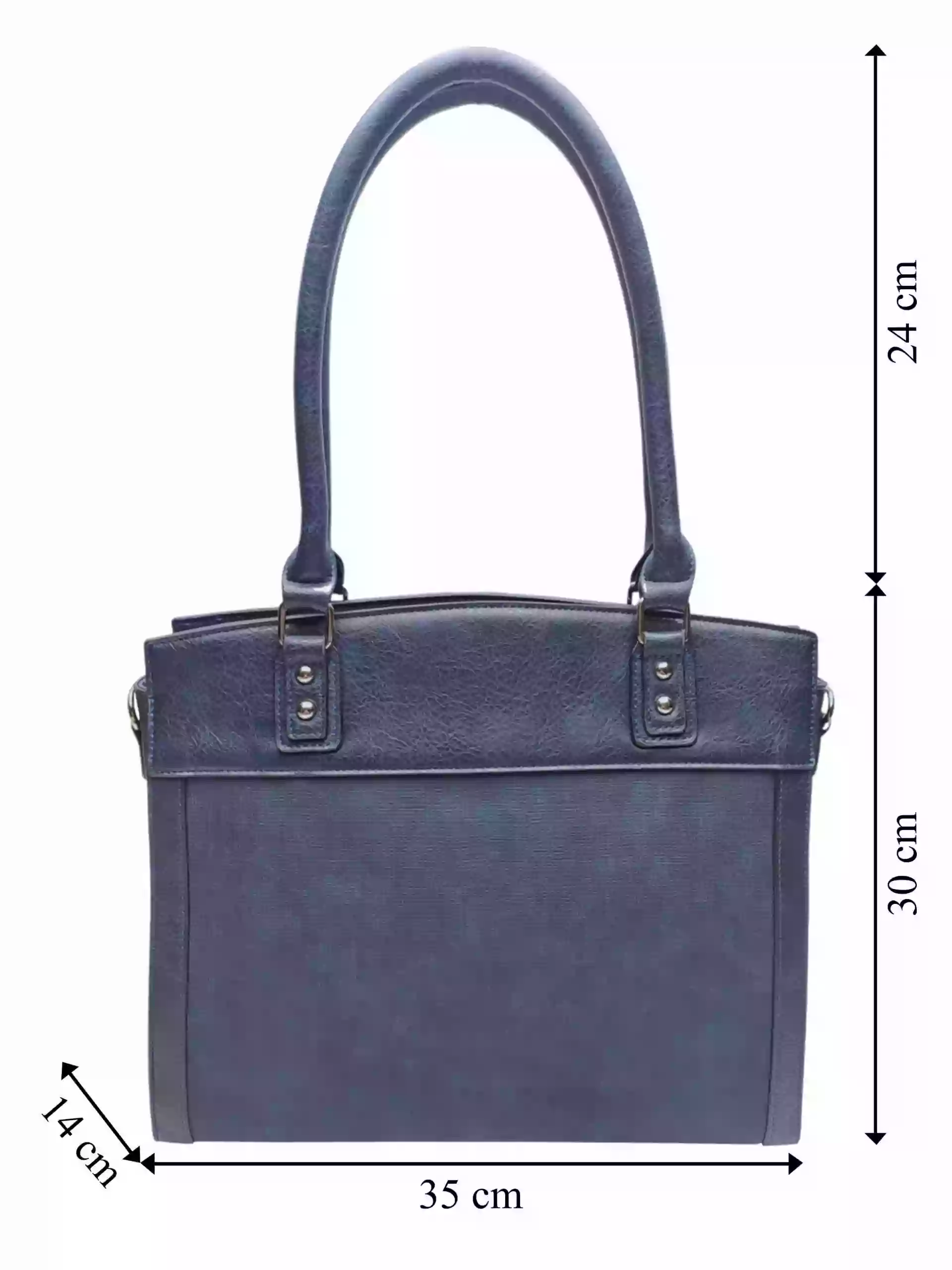 Stylová tmavě modrá kabelka do ruky i přes rameno, Tapple, H190028, přední strana kabelky do ruky s rozměry