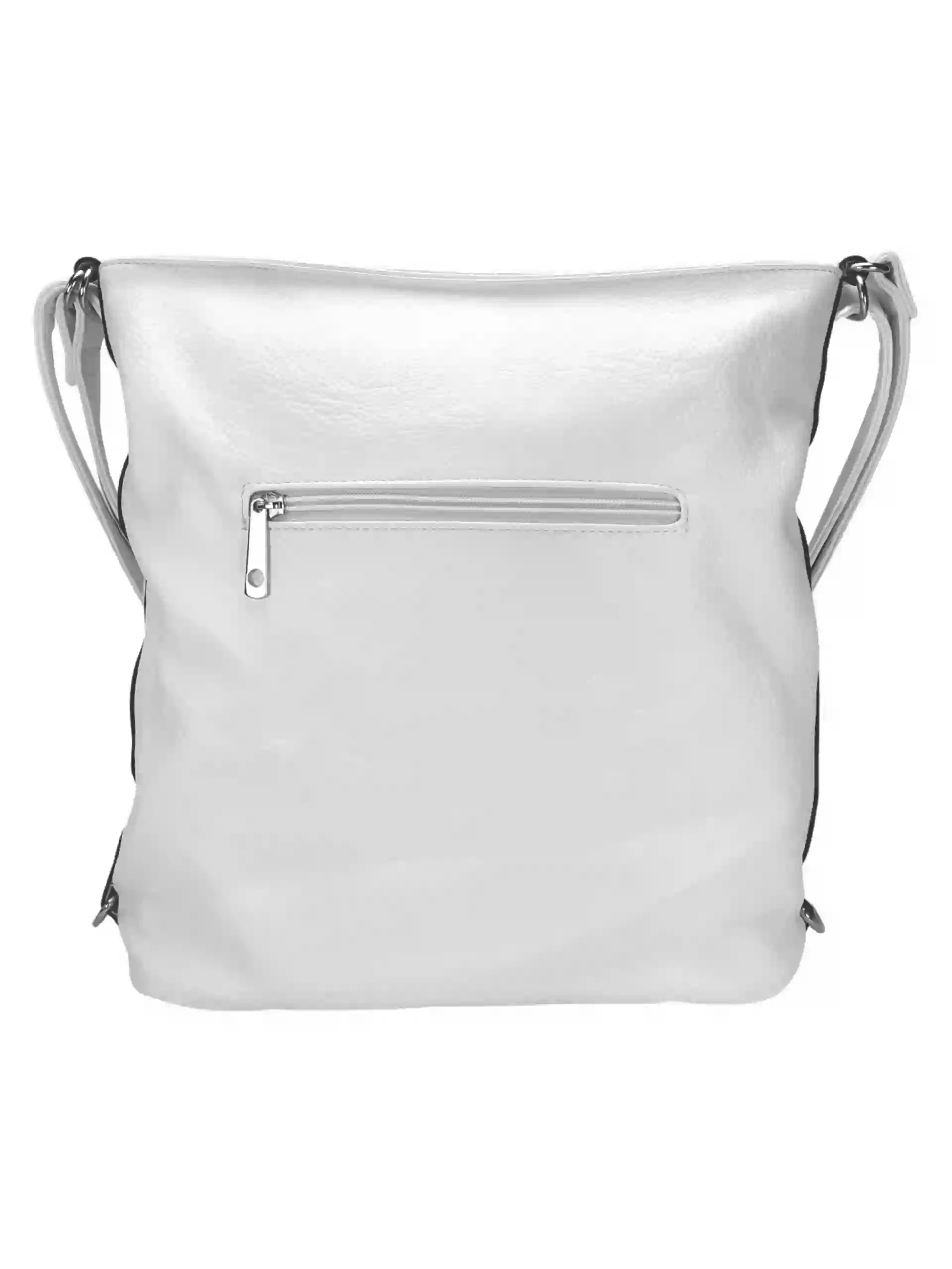 Velký bílý kabelko-batoh 2v1 z eko kůže, Tapple, H20805, zadní strana kabelko-batohu 2v1