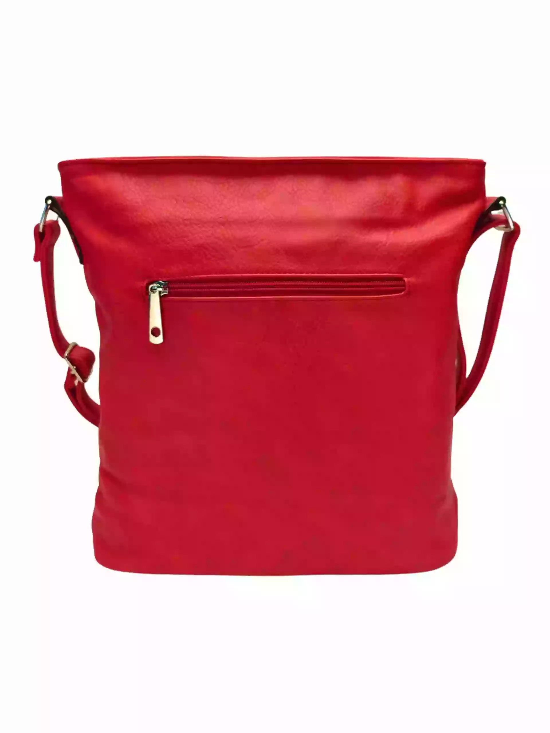 Tmavě červená crossbody kabelka s praktickou přední kapsou, Tapple, H17417, zadní strana crossbody kabelky