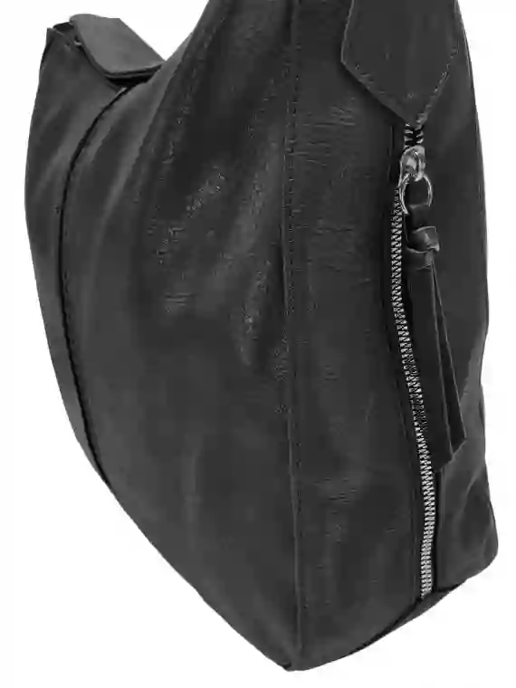 Velká černá crossbody kabelka s bočními kapsami, Tapple, H18037, boční strana crossbody kabelky s kapsou