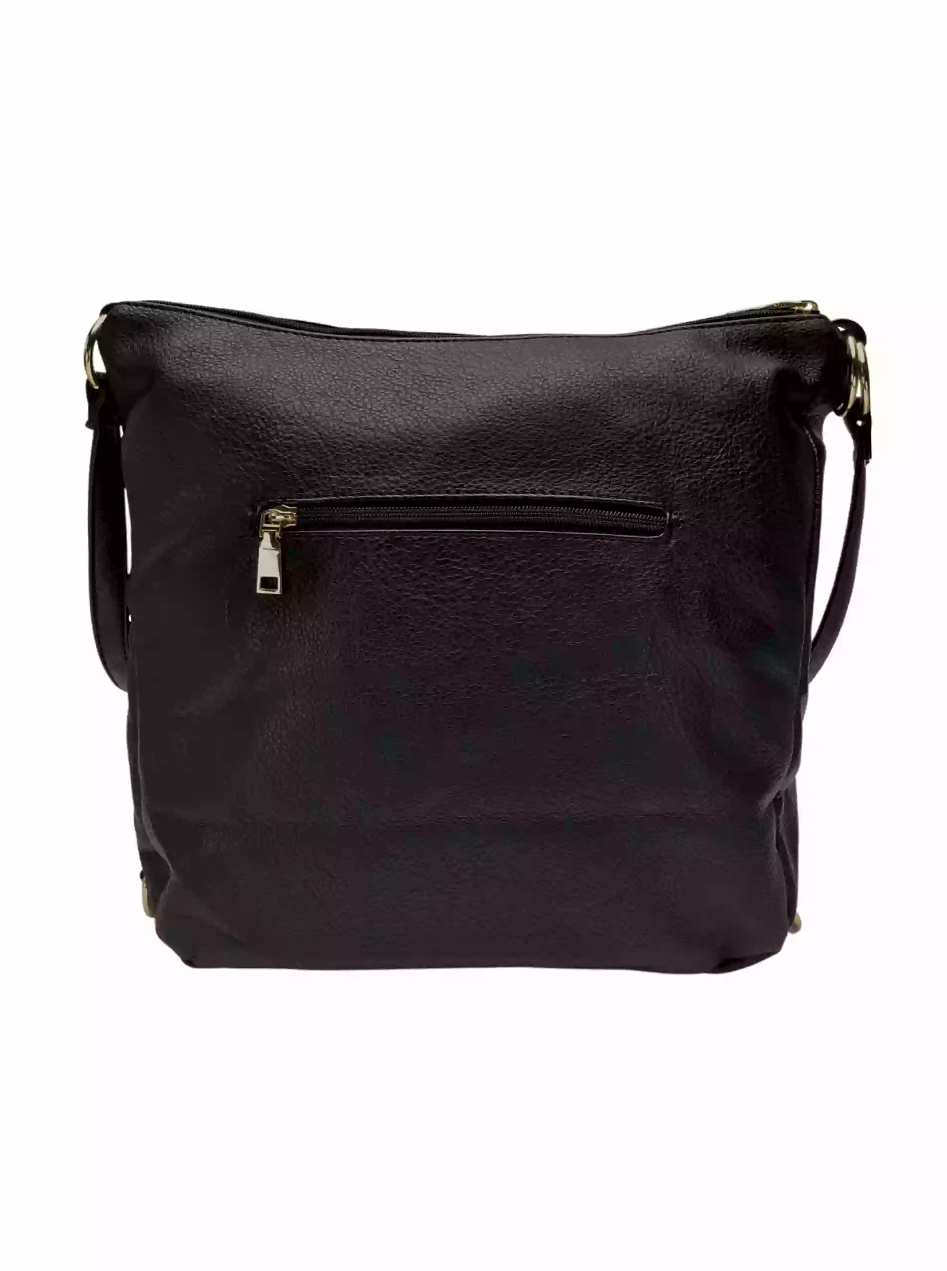 Velký černý kabelko-batoh 2v1 s kapsou, Int. Company, H23, zadní strana kabelko-batohu