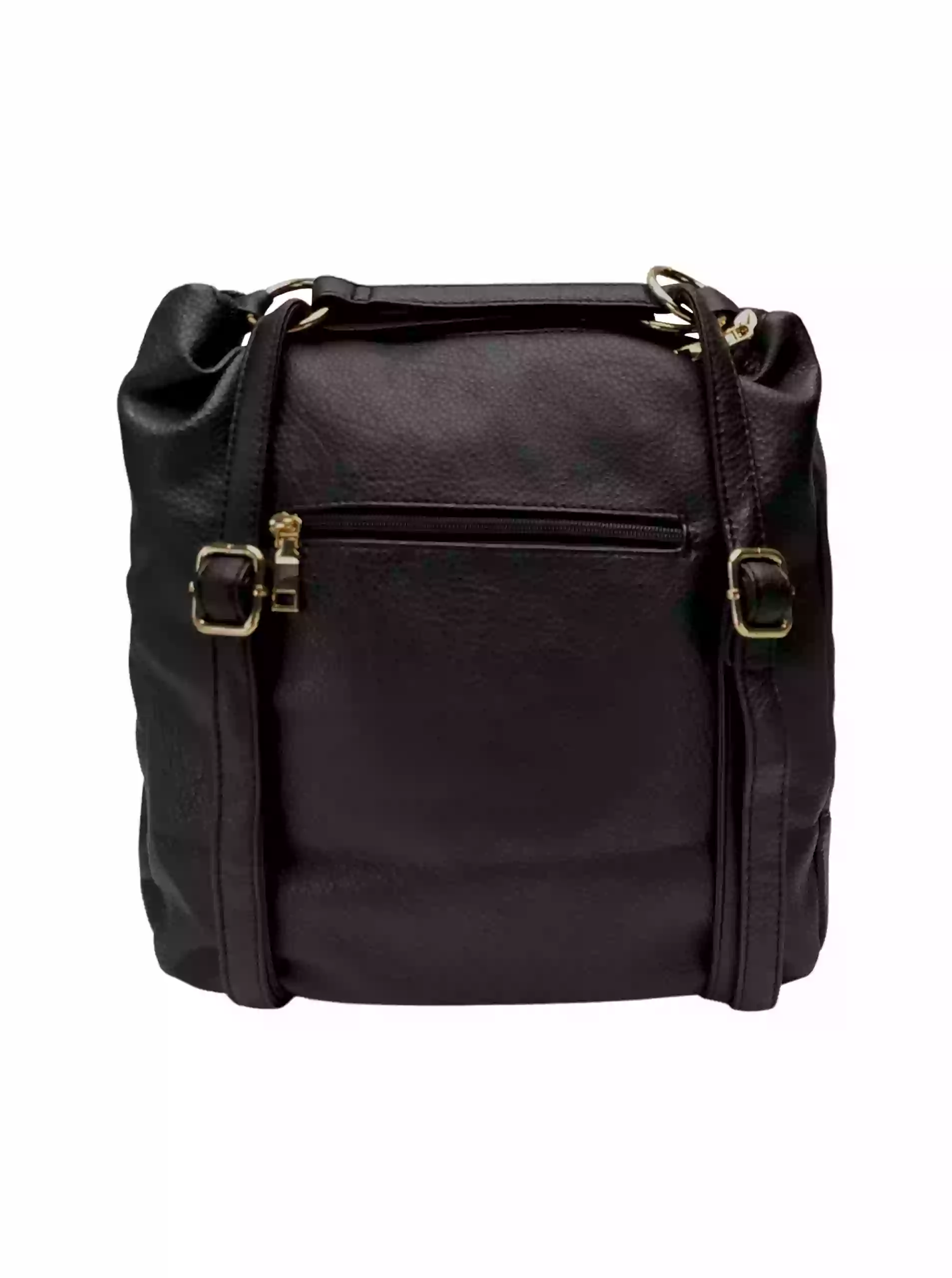 Velký černý kabelko-batoh 2v1 s kapsou, Int. Company, H23, zadní strana kabelko-batohu s popruhy