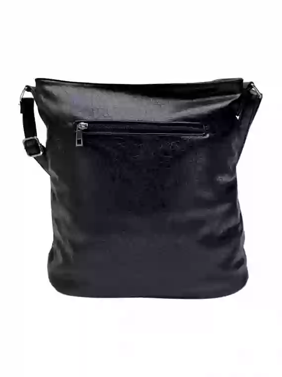 Moderní černá crossbody kabelka s kapsami, Rosy Bag, NH8135, zadní strana crossbody kabelky