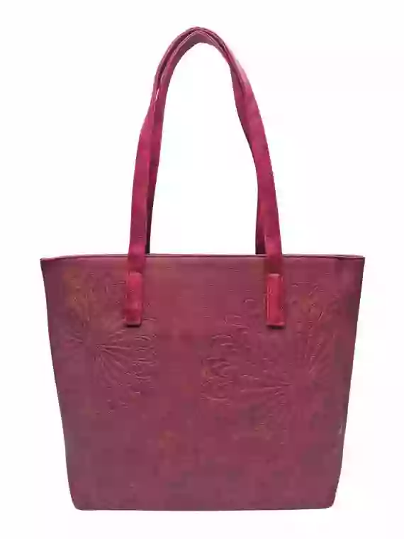 Vínová / bordó dámská kabelka přes rameno s texturou, Tapple, H17409, přední strana kabelky přes rameno