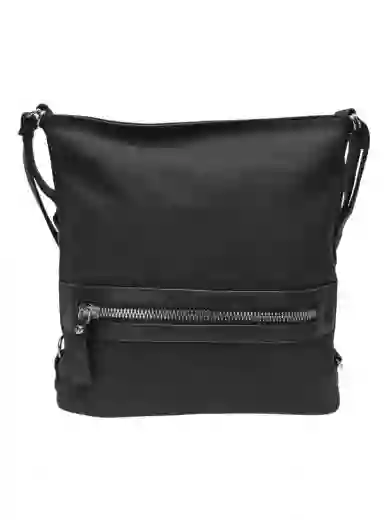 Velká černá kabelka a batoh 2v1 s texturou, Tapple, H20805N, přední strana kabelky a batohu 2v1