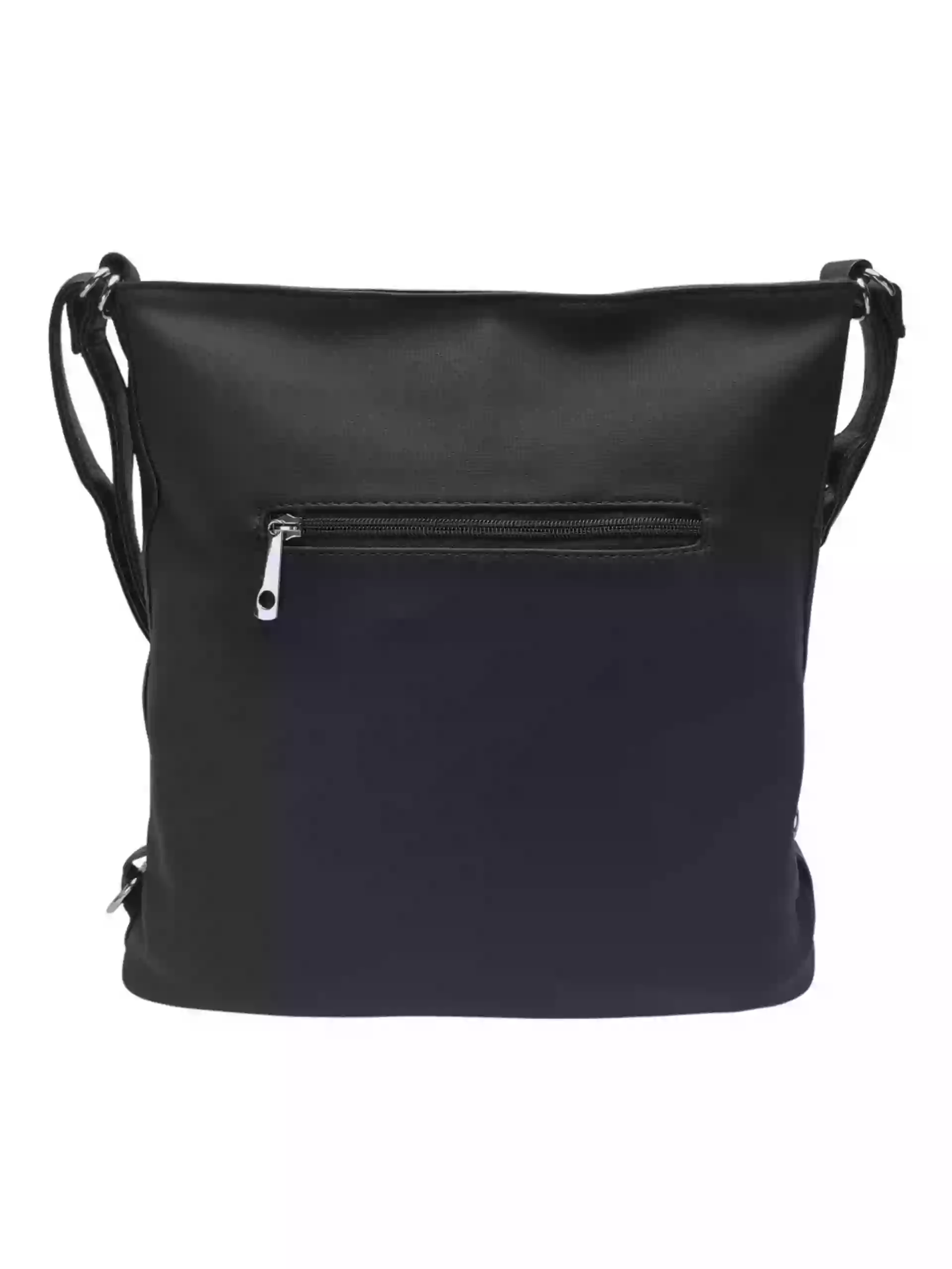 Velká černá kabelka a batoh 2v1 s texturou, Tapple, H20805N, zadní strana kabelky a batohu 2v1
