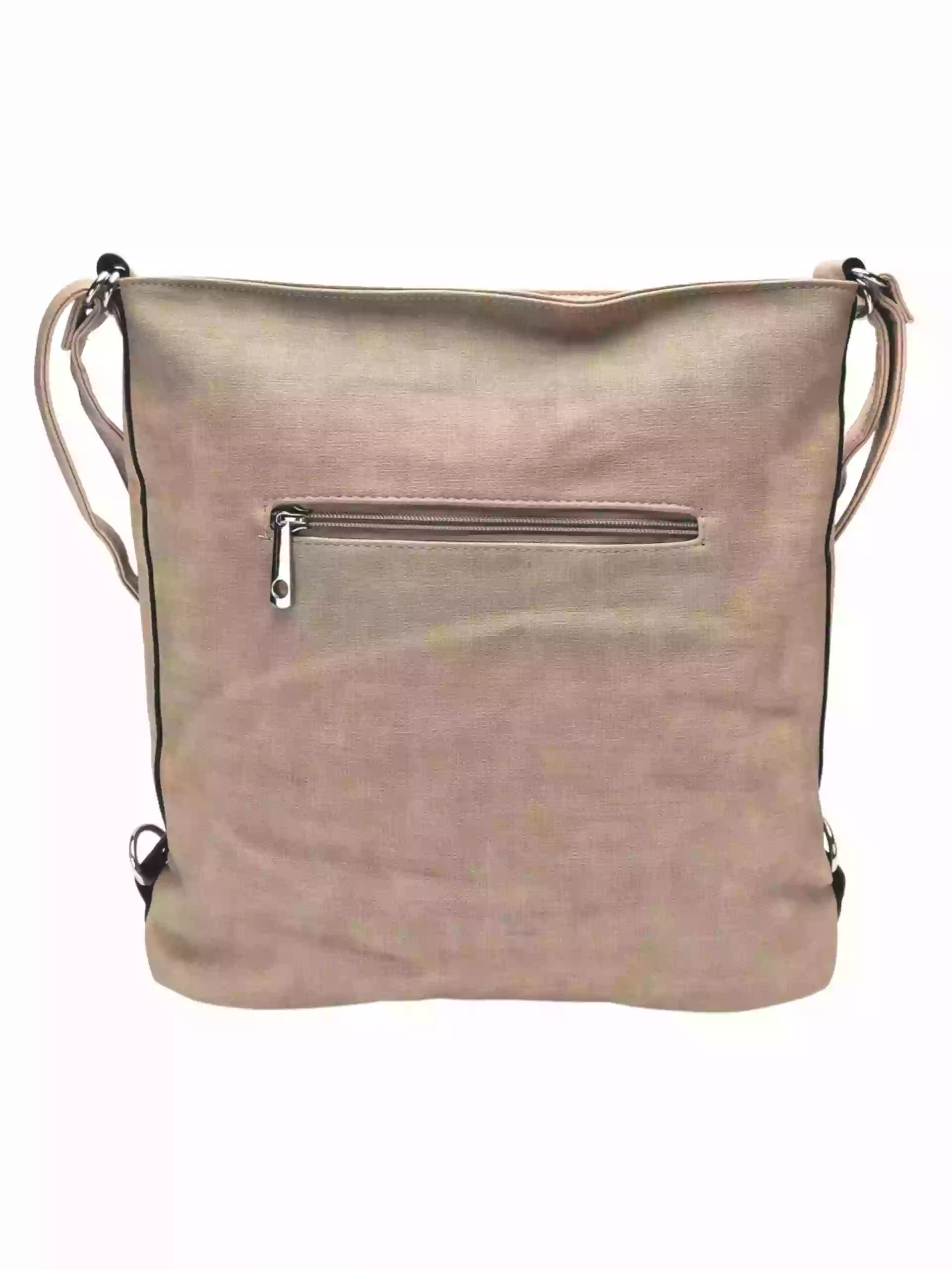 Velká světle hnědá kabelka a batoh 2v1 s texturou, Tapple, H20805N, zadní strana kabelky a batohu 2v1