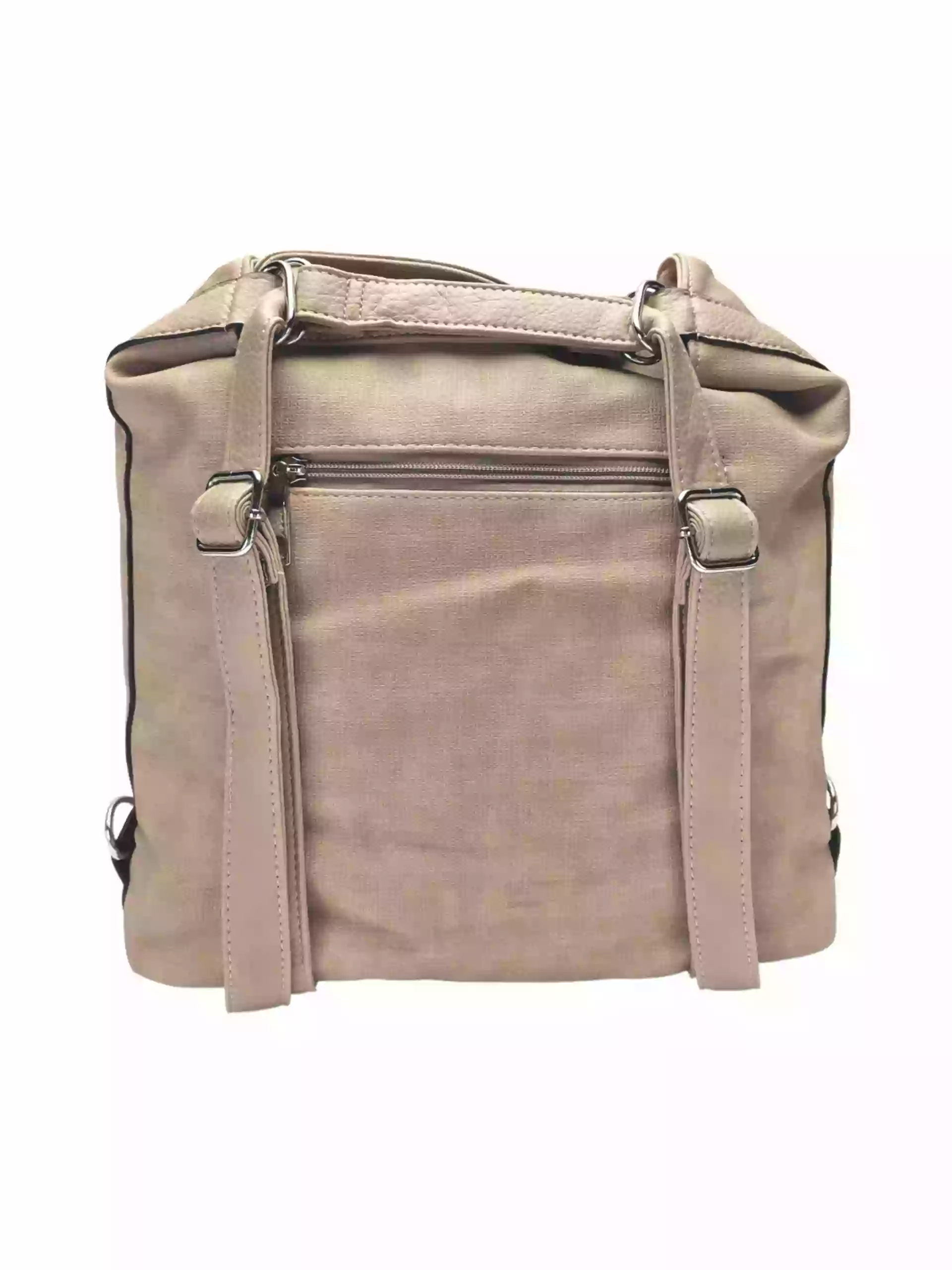 Velká světle hnědá kabelka a batoh 2v1 s texturou, Tapple, H20805N, zadní strana kabelky a batohu 2v1 s popruhy
