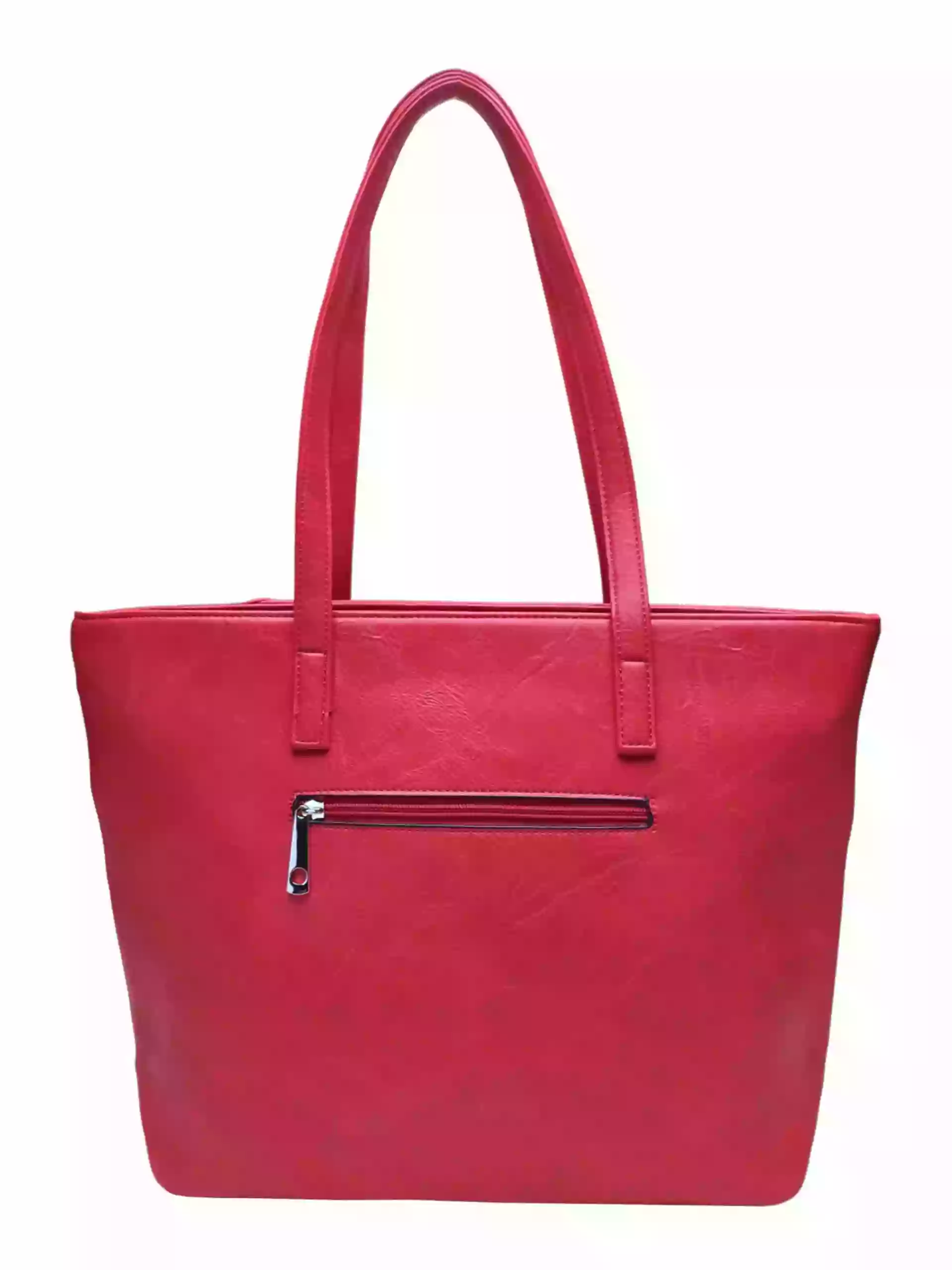 Tmavě červená kabelka přes rameno s šikmými vzory, Tapple, H190030, zadní strana dámské kabelky přes rameno