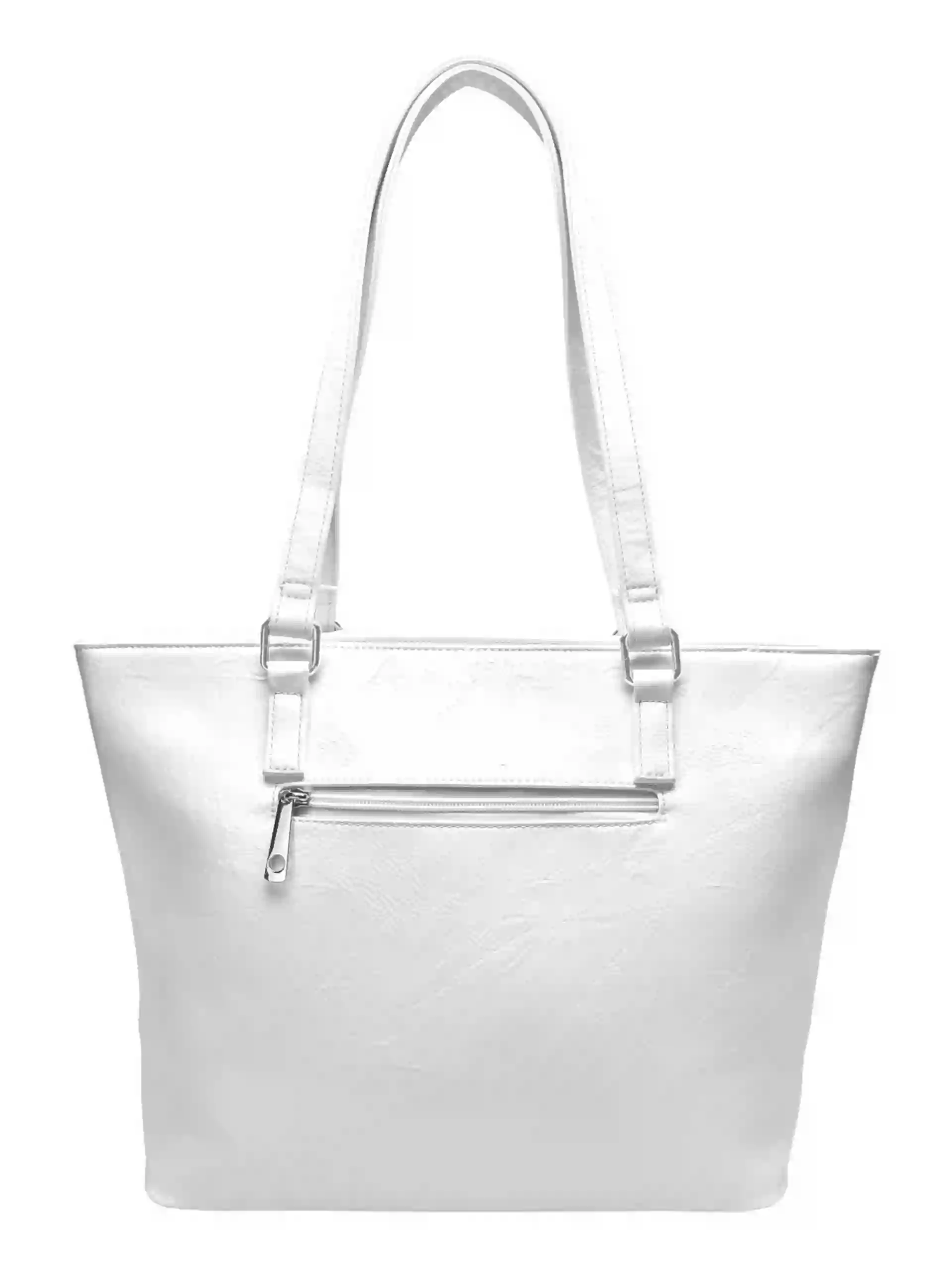 Bílá dámská kabelka přes rameno se vzory, Tapple, H17224, zadní strana kabelky přes rameno