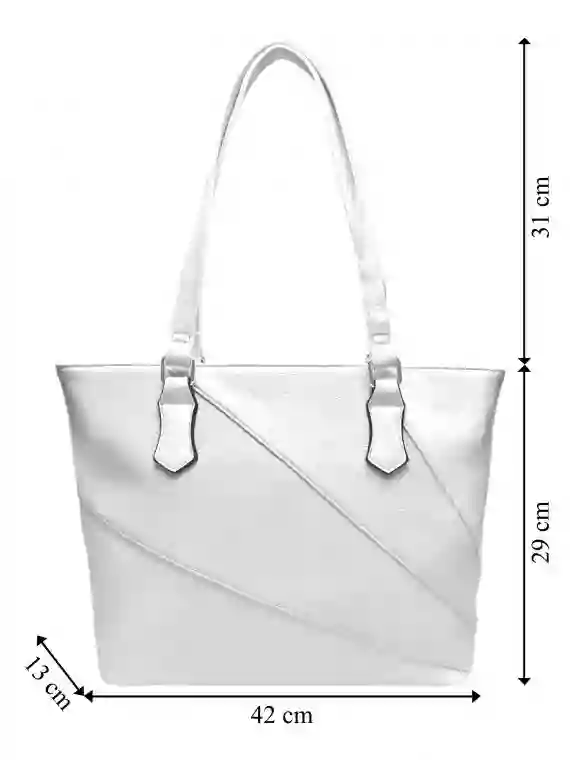 Bílá dámská kabelka přes rameno se vzory, Tapple, H17224, přední strana kabelky přes rameno s rozměry