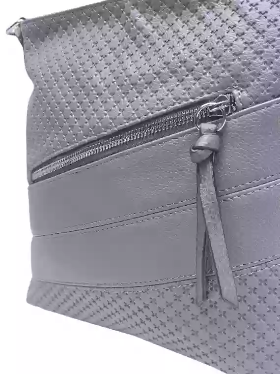 Středně šedá crossbody kabelka s praktickou kapsou, Tapple, H21008, detail crossbody kabelky