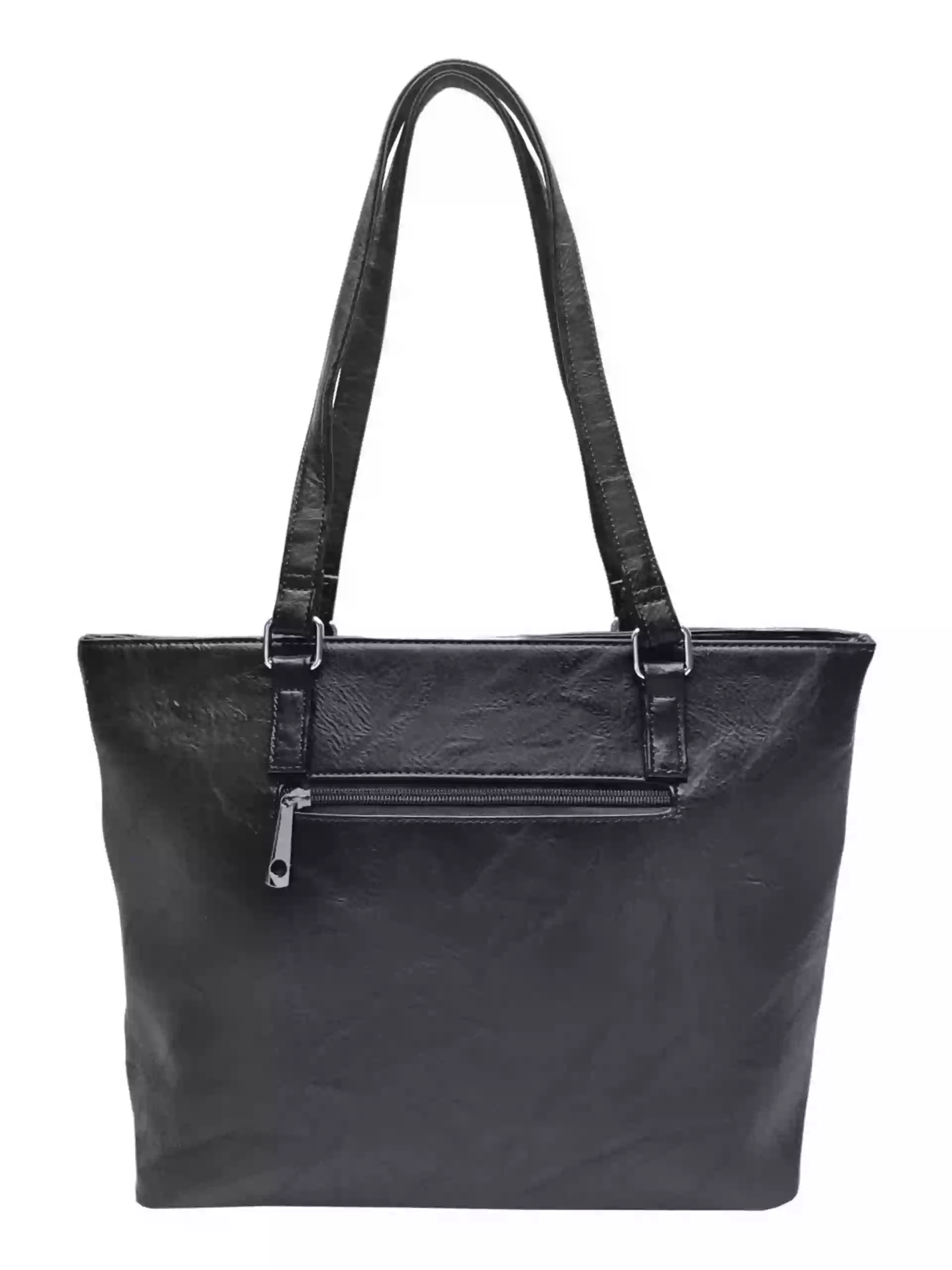 Černá kabelka přes rameno s šikmou kapsou, Tapple, H181174, zadní strana kabelky přes rameno