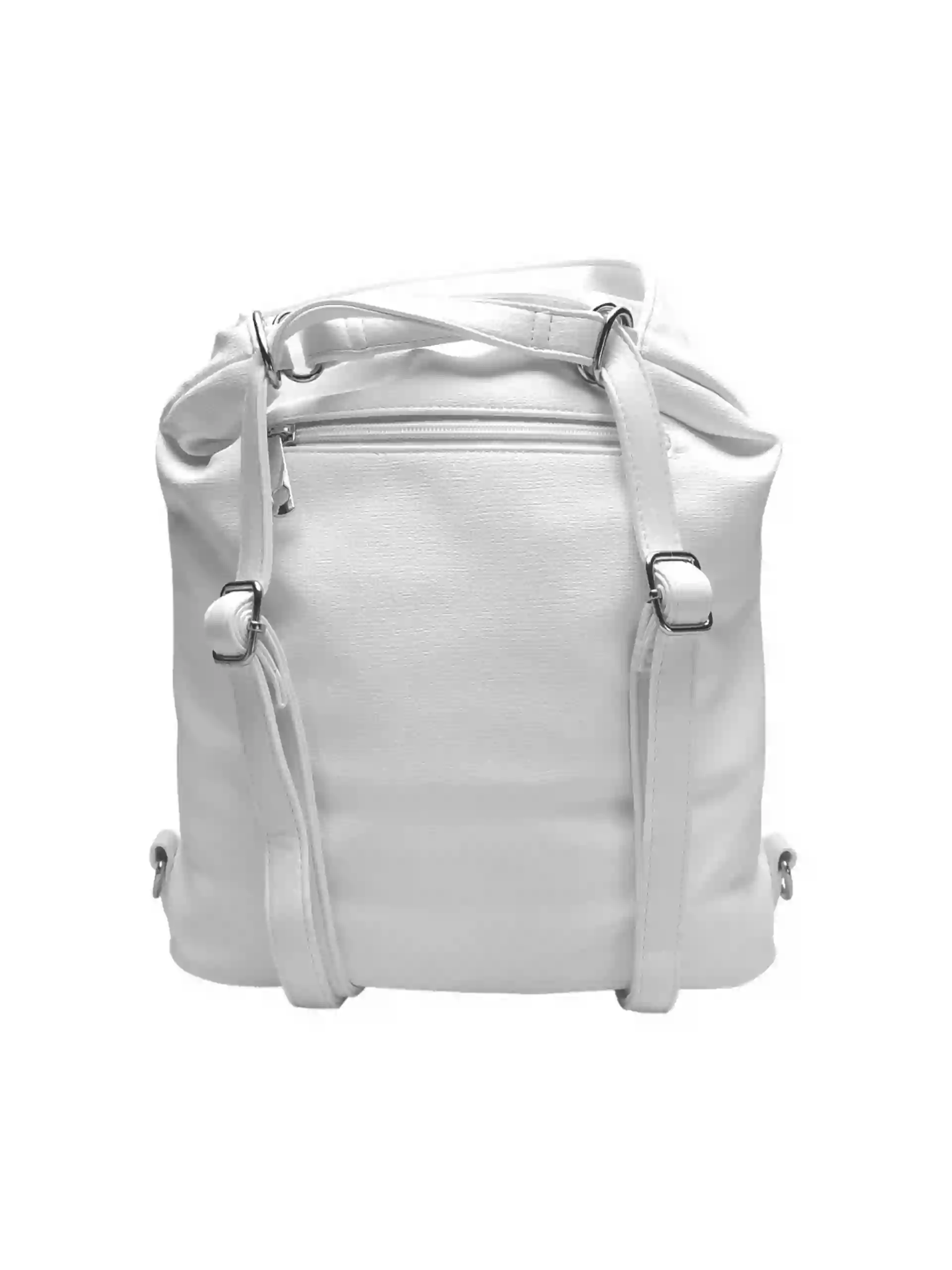 Střední bílý kabelko-batoh 2v1 s praktickou kapsou, Tapple, H190062, zadní strana kabelko-batohu s popruhy