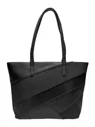 Černá kabelka přes rameno s šikmými vzory, Tapple, H190030, přední strana kabelky