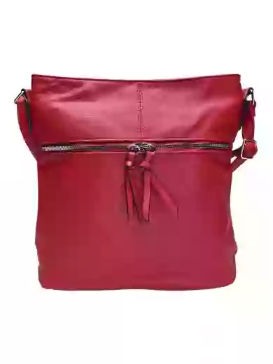 Tmavě červená crossbody kabelka s koso vzorem, Tapple, H22070, přední strana crossbody kabelky