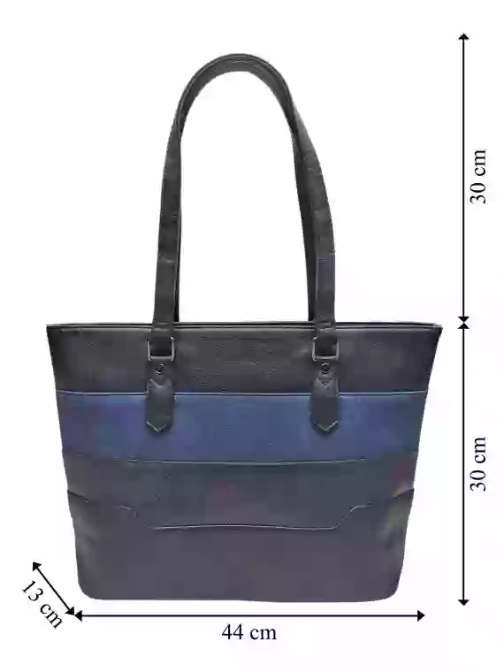 Tmavě modrá dámská kabelka přes rameno, Tapple, H190049, přední strana kabelky přes rameno s rozměry