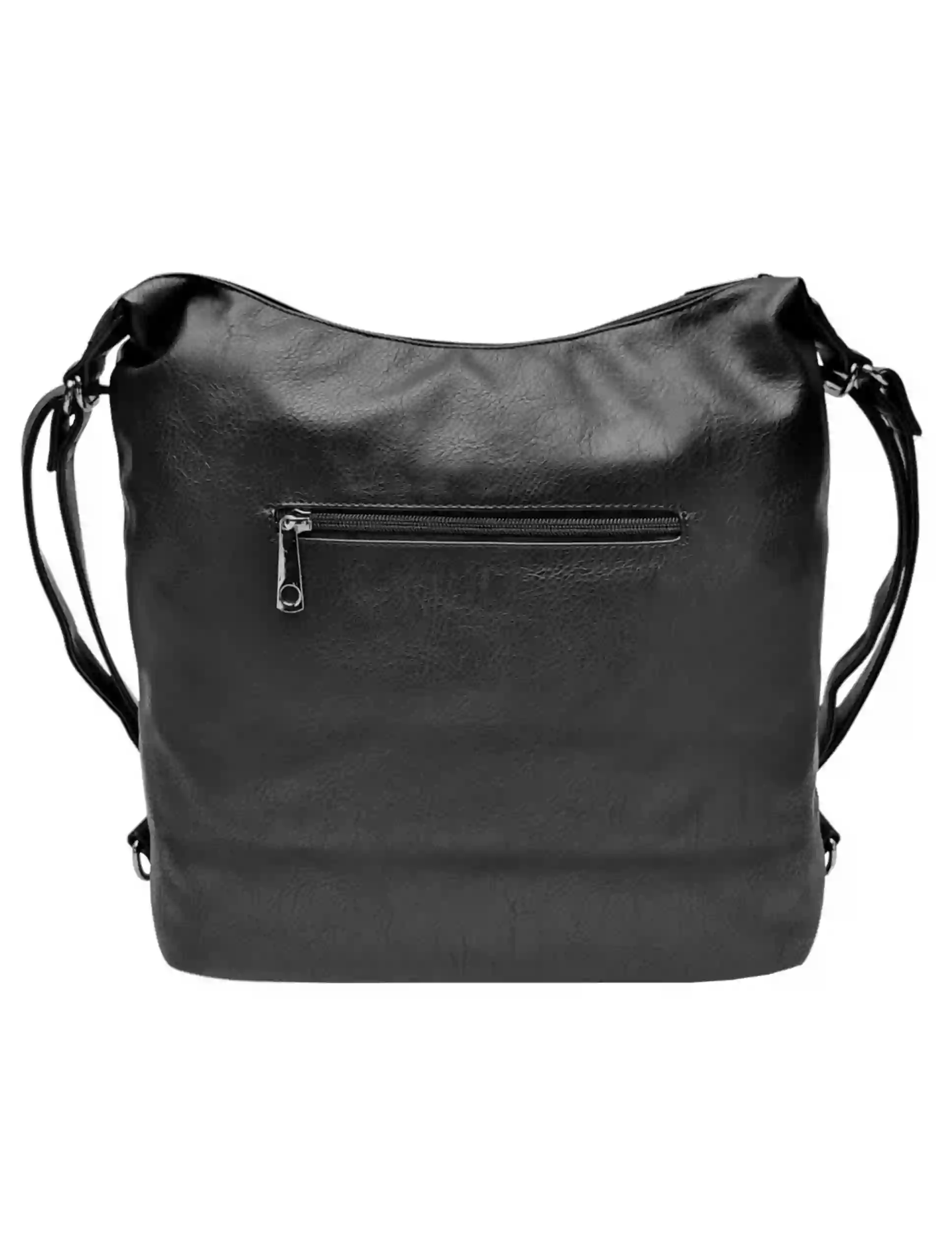 Velký černý kabelko-batoh z eko kůže, Tapple, H18077, zadní strana kabelko-batohu 2v1