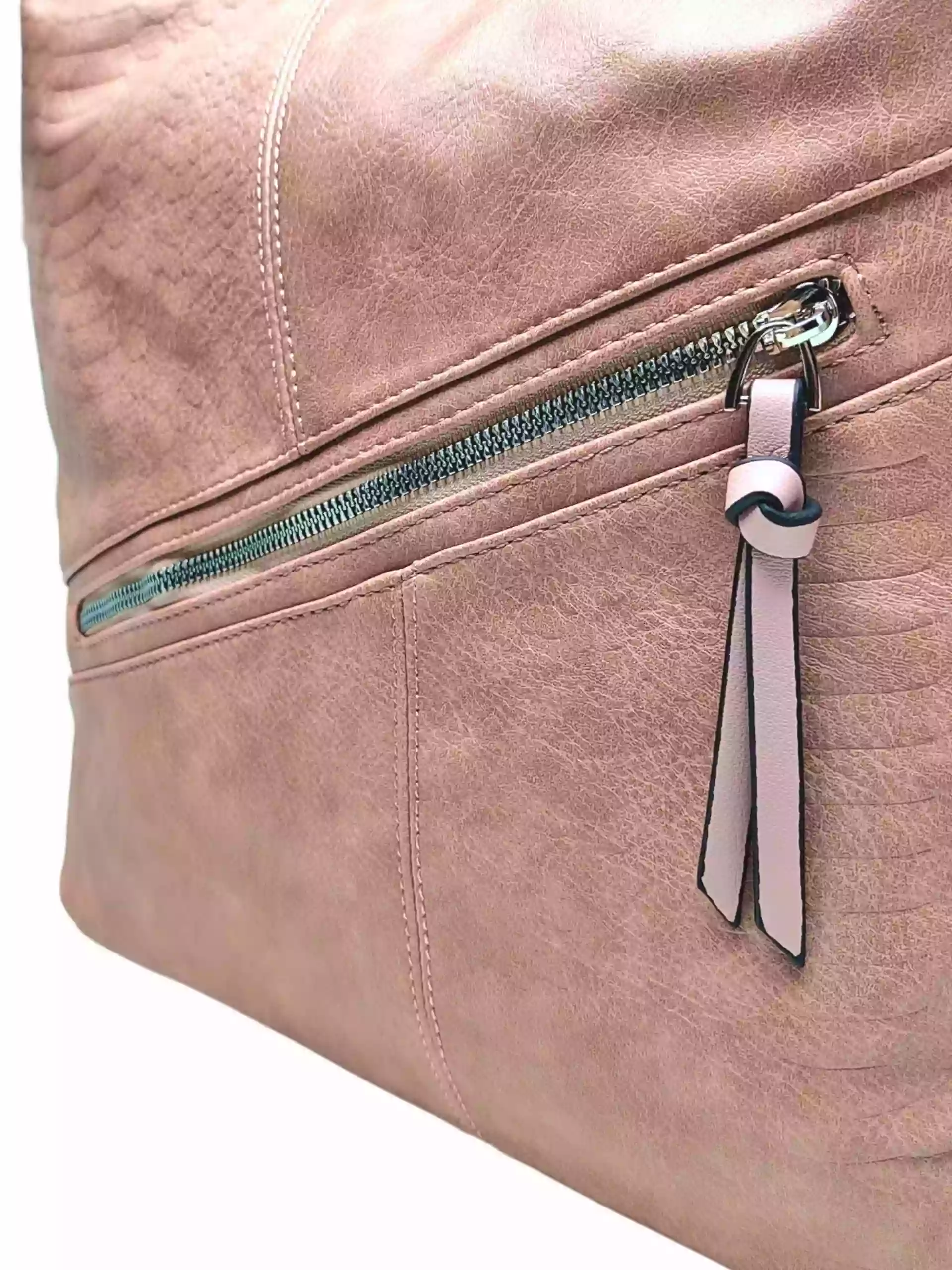 Velký starorůžový kabelko-batoh z eko kůže, Tapple, H18077, detail kabelko-batohu 2v1