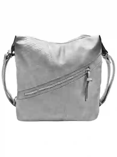 Velký světle šedý kabelko-batoh z eko kůže, Tapple, H18077, přední strana kabelko-batohu 2v1