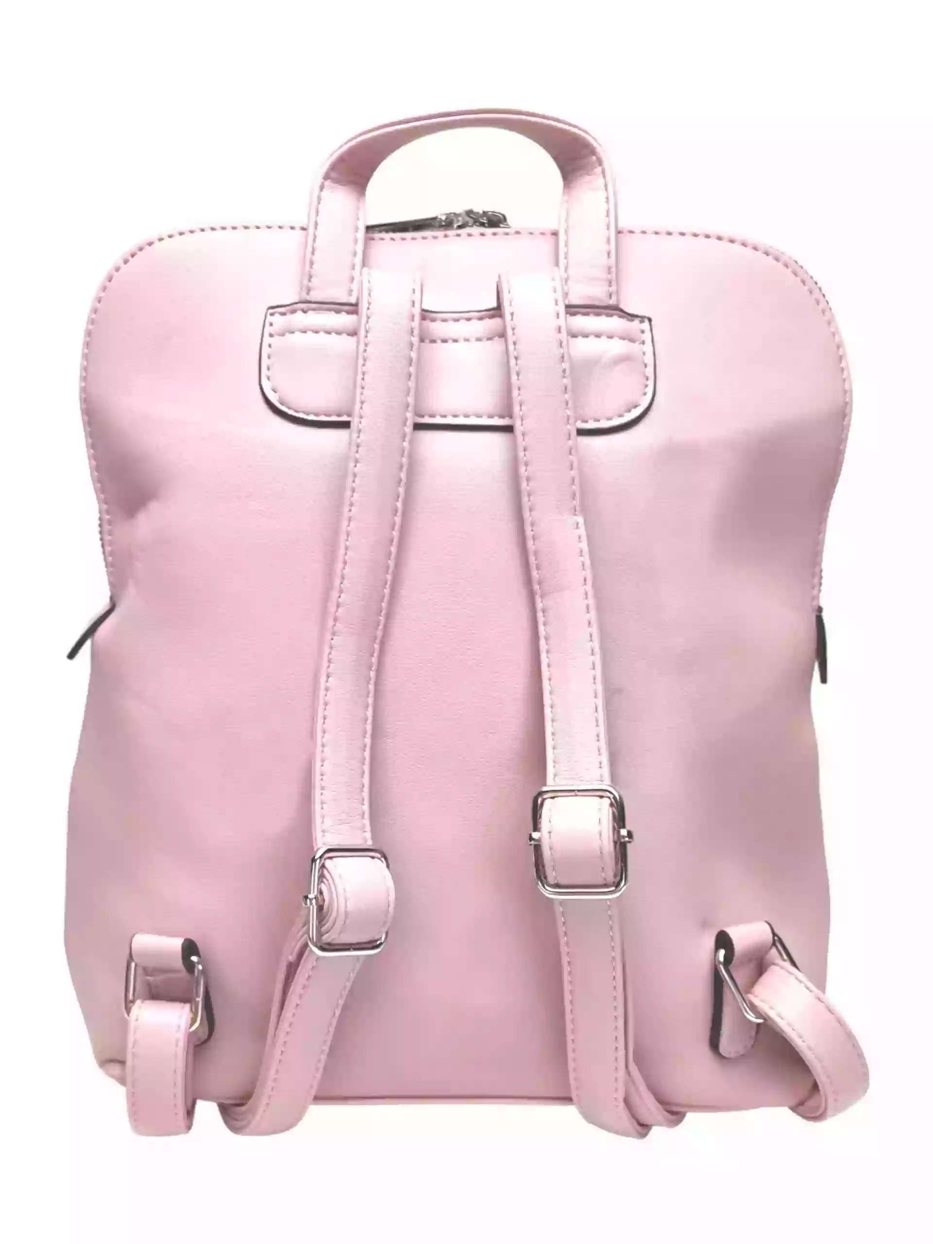 Světle růžový dámský batoh s hadí texturou, Tapple, H20820, zadní strana batohu