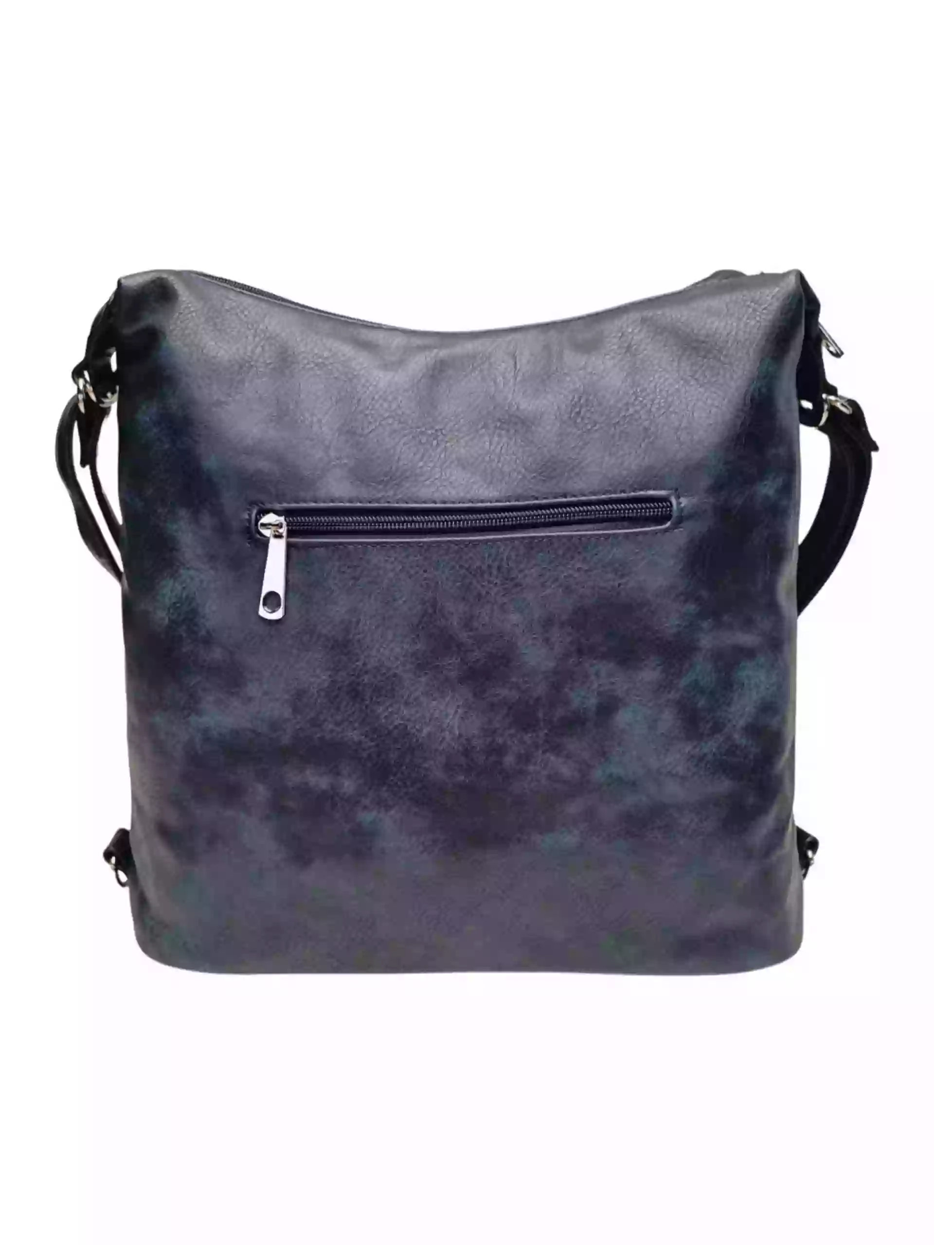 Moderní tmavě modrý kabelko-batoh z eko kůže, Tapple, H190010, zadní strana kabelko-batohu 2v1