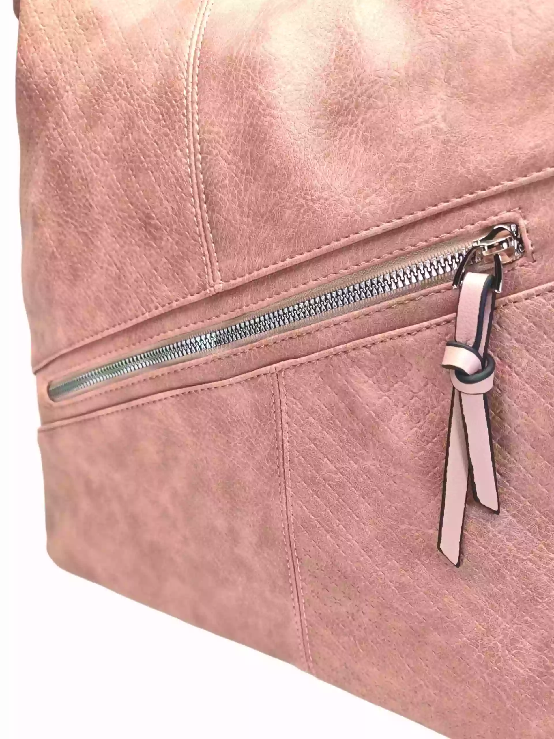 Velký starorůžový kabelko-batoh s šikmou kapsou, Tapple, H18077N+, detail kabelko-batohu 2v1