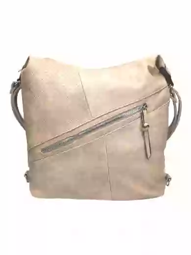 Velký světle hnědý kabelko-batoh s šikmou kapsou, Tapple, H18077N+, přední strana kabelko-batohu 2v1