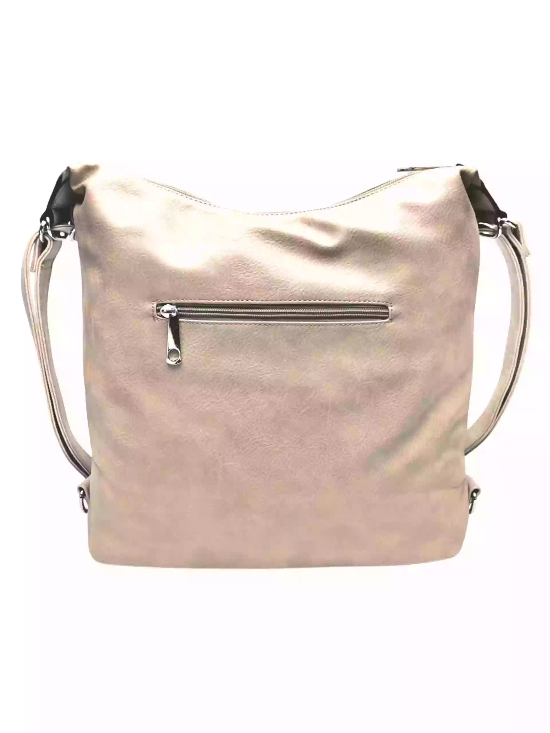Velký světle hnědý kabelko-batoh s šikmou kapsou, Tapple, H18077N+, zadní strana kabelko-batohu 2v1