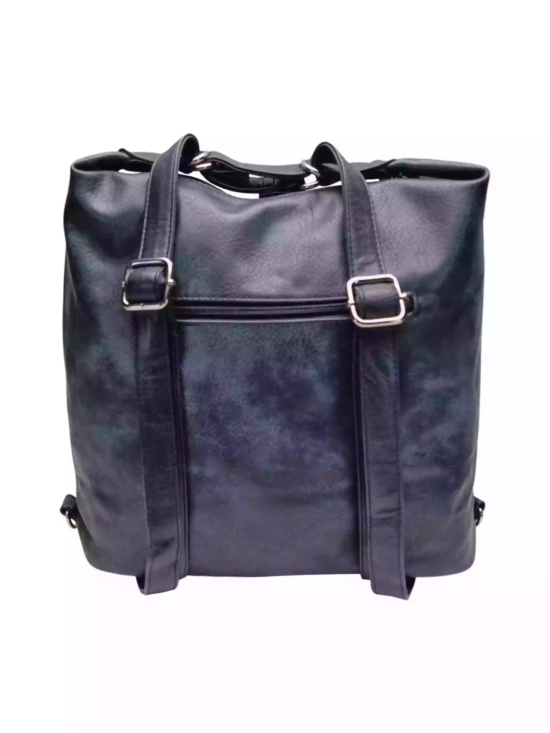 Velký tmavě modrý kabelko-batoh 2v1 s praktickou kapsou, Tapple, H190010N+, zadní strana kabelko-batohu 2v1 s popruhy