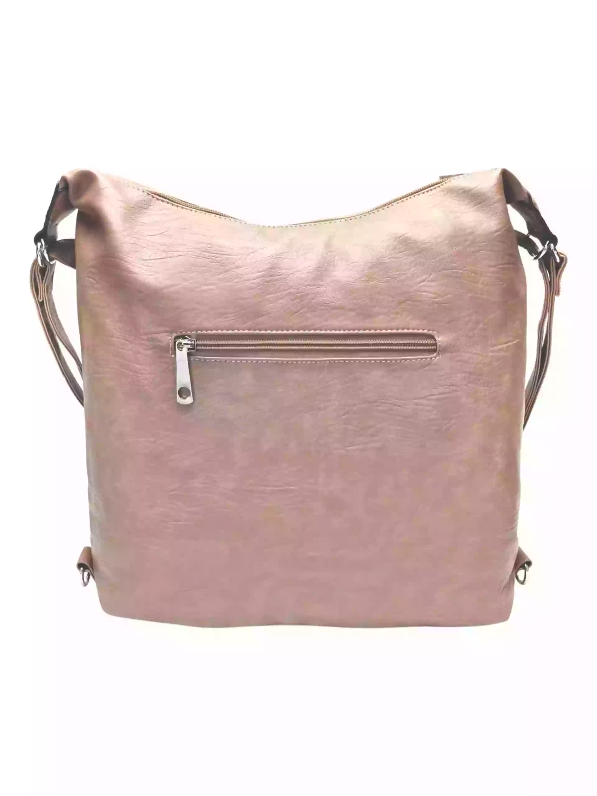 Velký hnědošedý kabelko-batoh 2v1 s kapsami, Tapple, H23029, zadní strana kabelko-batohu 2v1