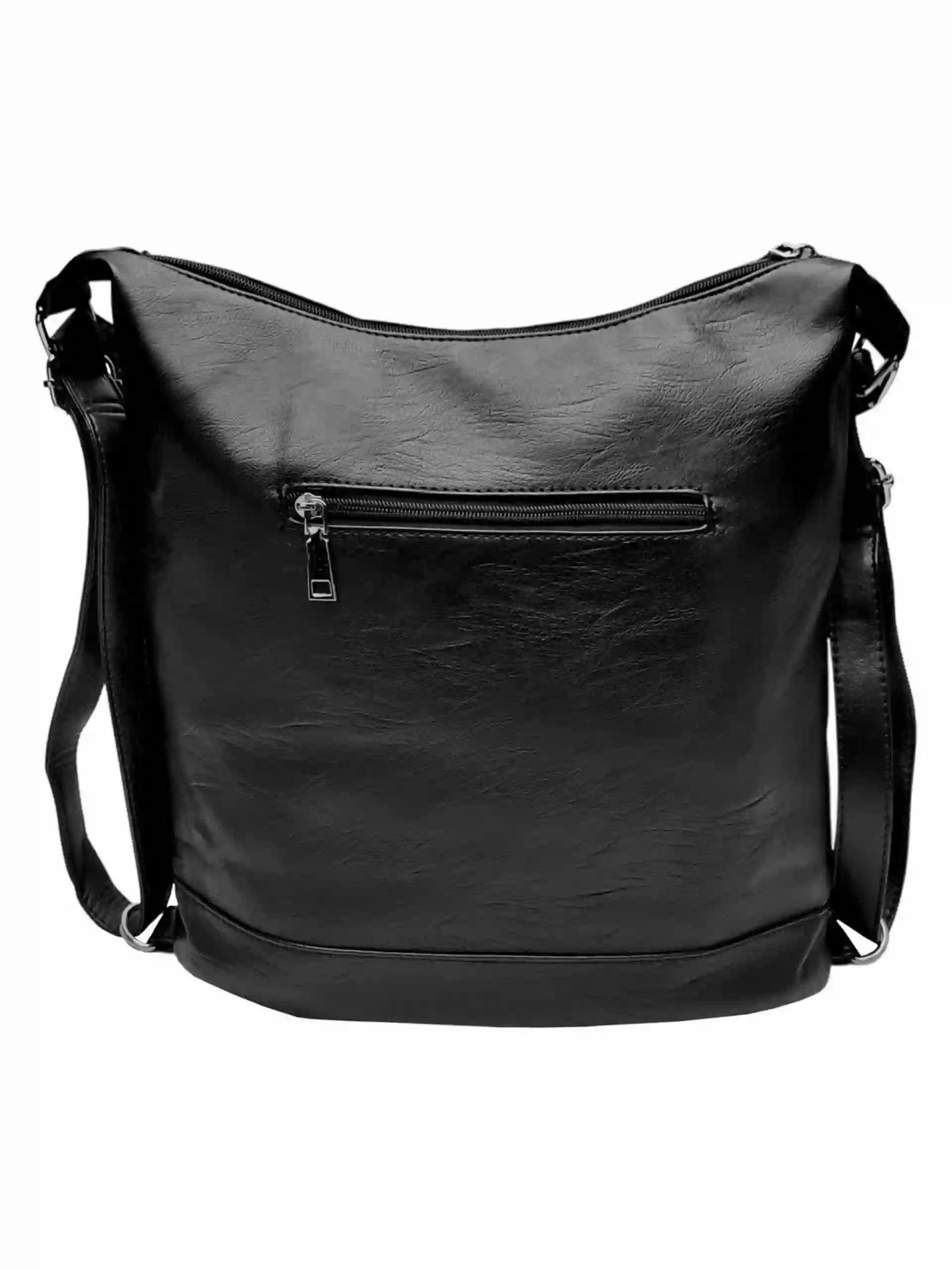 Černý kabelko-batoh 2v1 s kapsami, Tapple, S17BV6, zadní strana kabelko-batohu 2v1