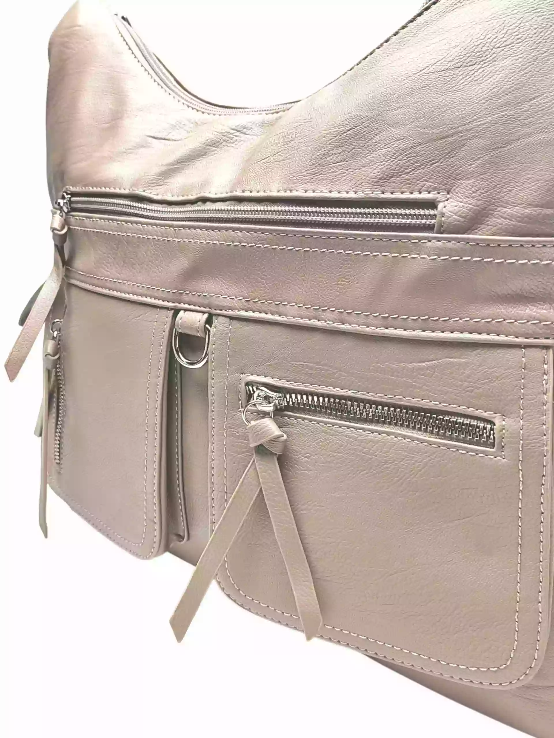 Praktický hnědošedý kabelko-batoh 2v1, Tapple, 039C, detail kabelko-batohu 2v1